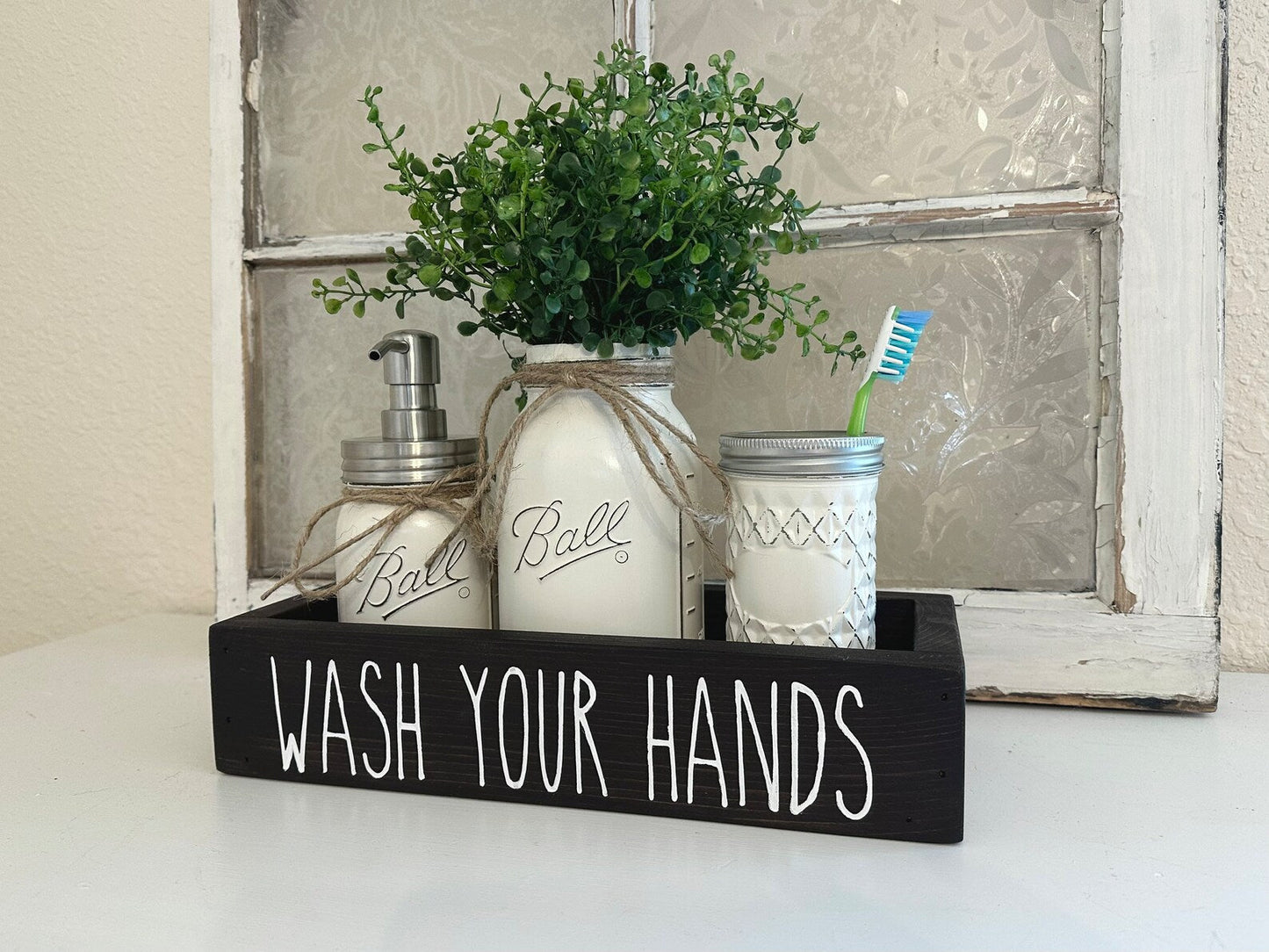 Wash your hands modern farmhouse storage box bathroom decor