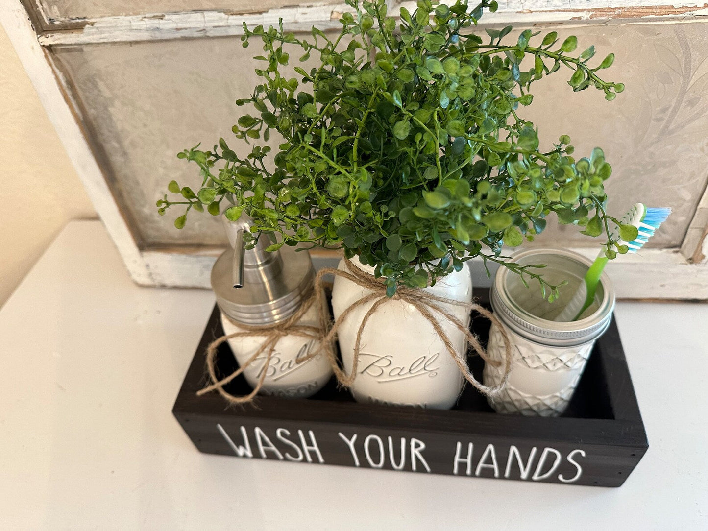 Wash your hands modern farmhouse storage box bathroom decor