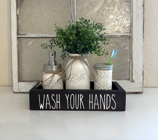 Wash your hands modern farmhouse storage box bathroom decor