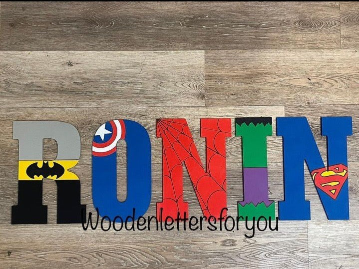 8in Hand Painted Superhero Wall Letters