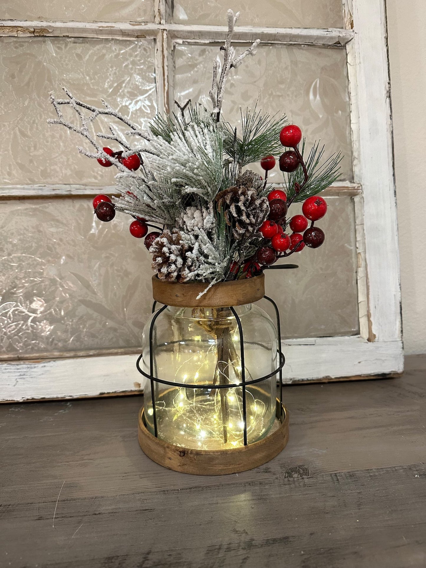 Vintage Style Farmhouse Christmas Vase