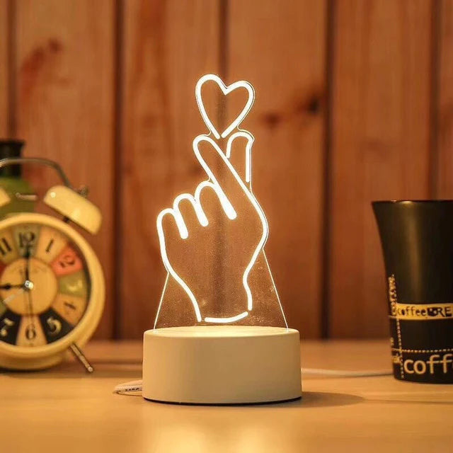 Finger Heart 3D Acrylic USB Led Night Light