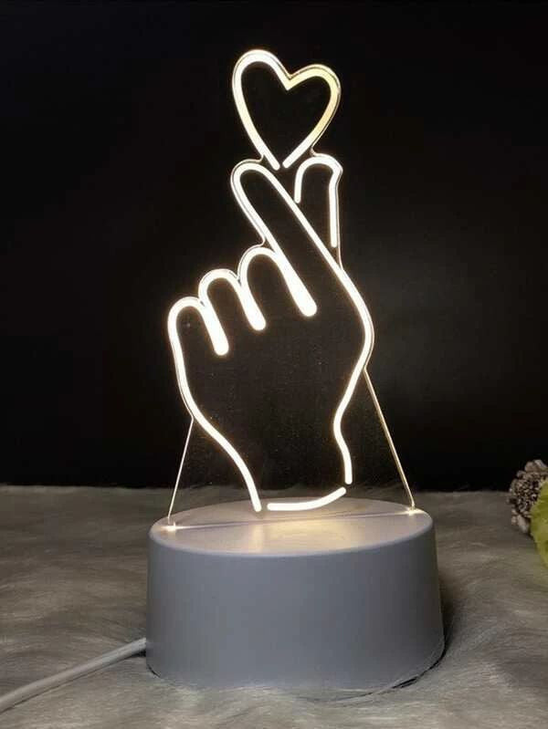 Finger Heart 3D Acrylic USB Led Night Light