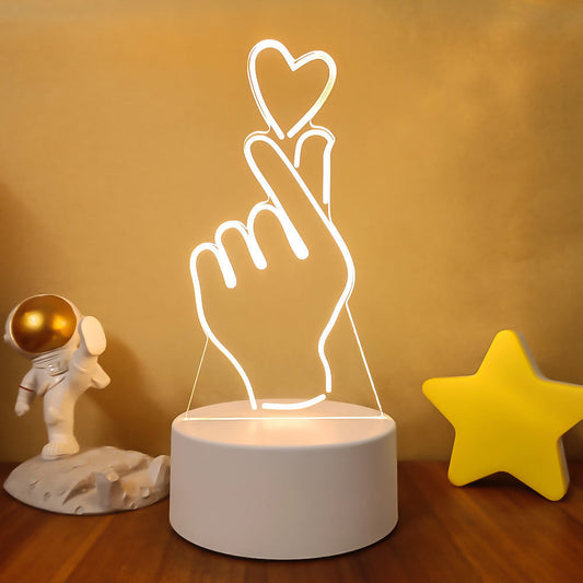 Finger Heart 3D Acrylic USB Led Night Light