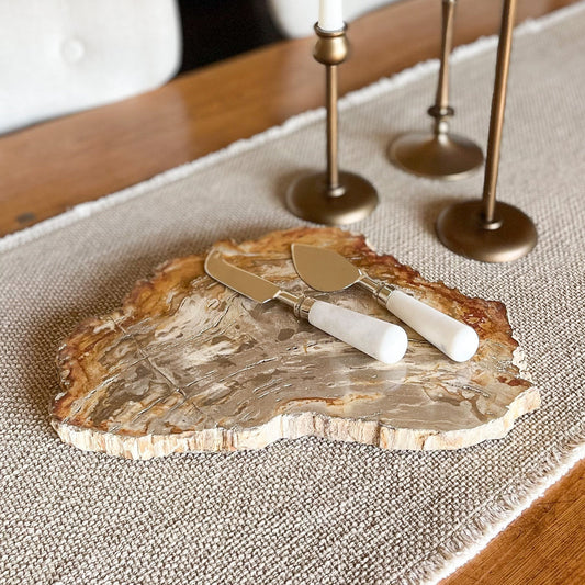 Natural Edge Petrified Wood Serving Board