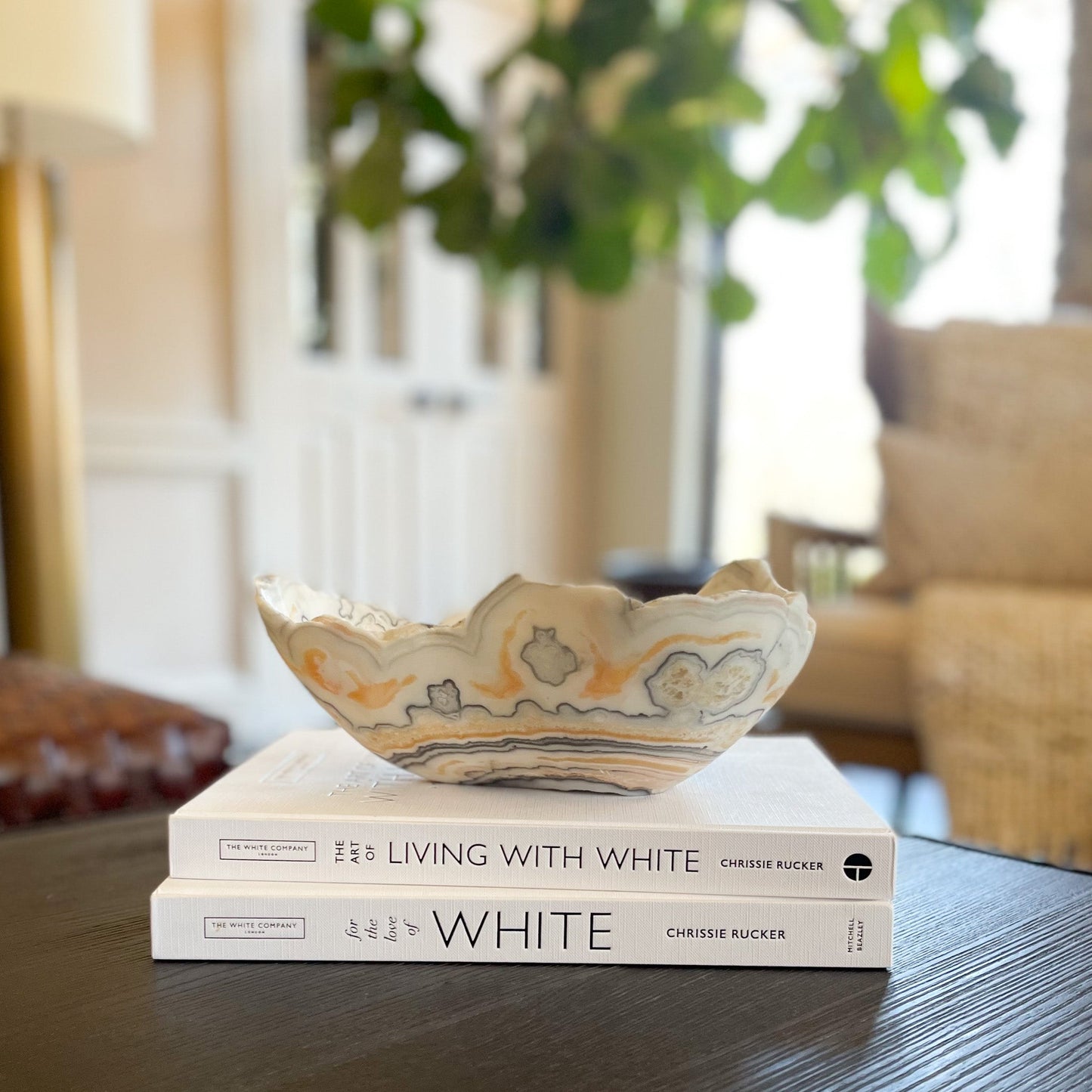 Hand Carved Zebra Calcite Bowl