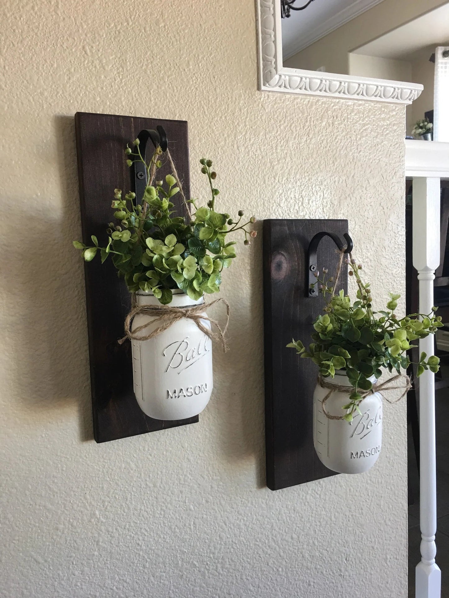 Set of Two Mason Jar Hanging Planter