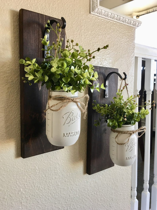 Set of Two Mason Jar Hanging Planter