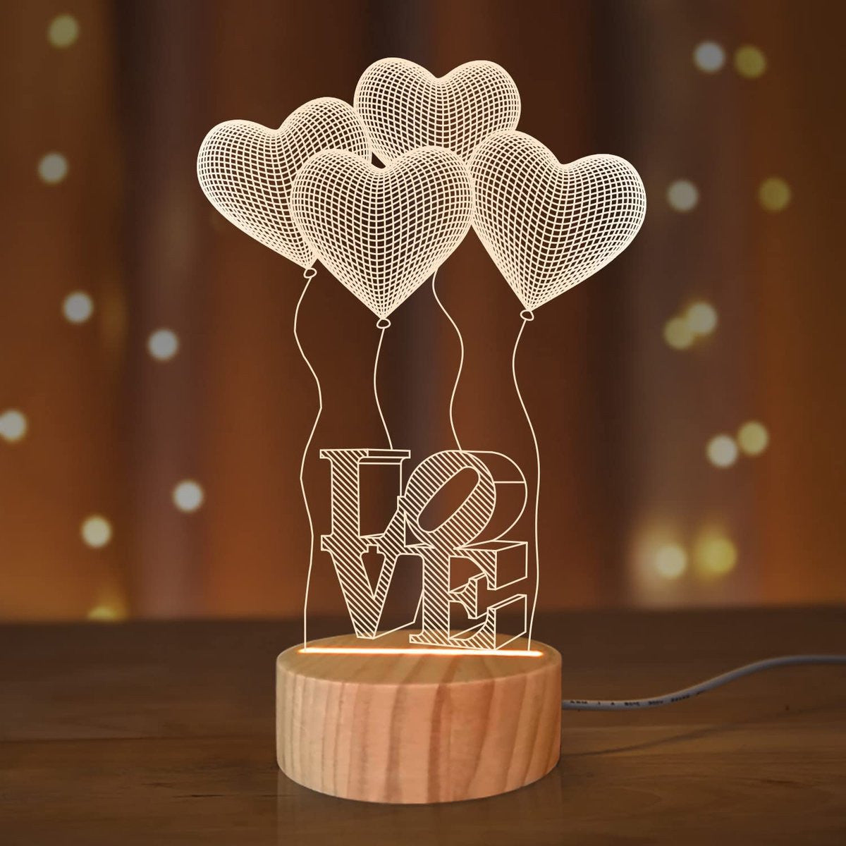 Love Balloons 3D Acrylic USB Led Night Light