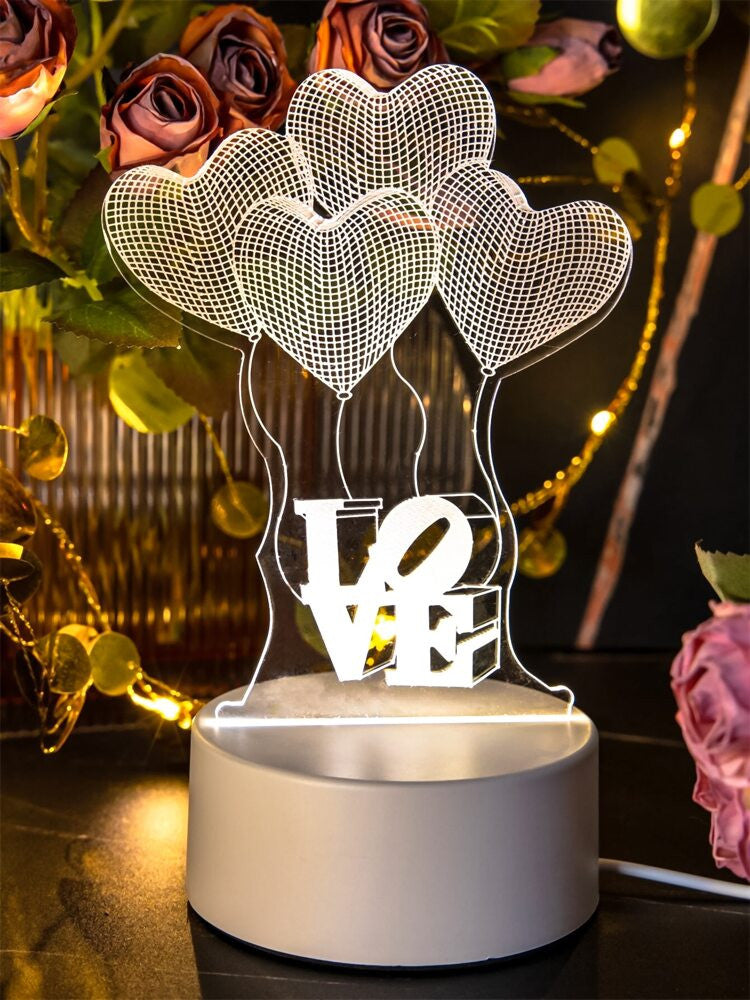 Love Balloons 3D Acrylic USB Led Night Light