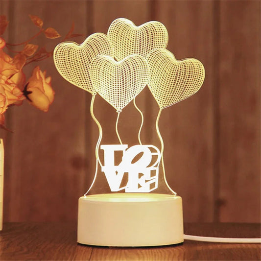 Love Balloons 3D Acrylic USB Led Night Light