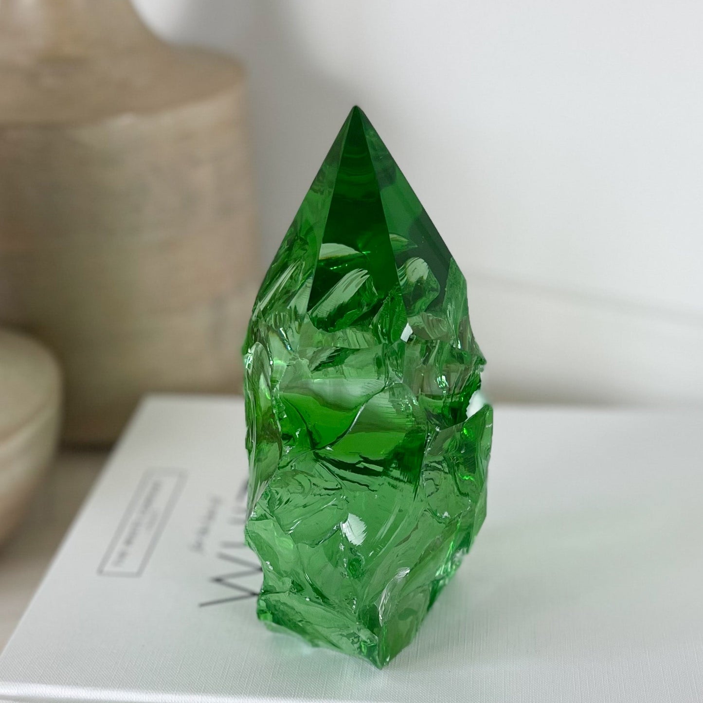 Rustic Emerald Green Glass Point