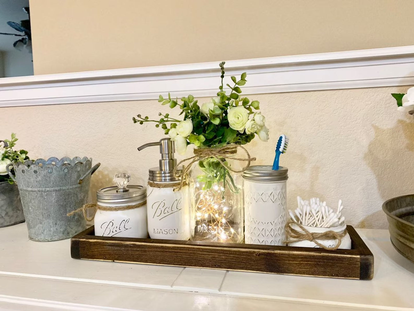 Mason Jar Bathroom White Farmhouse Bathroom Set