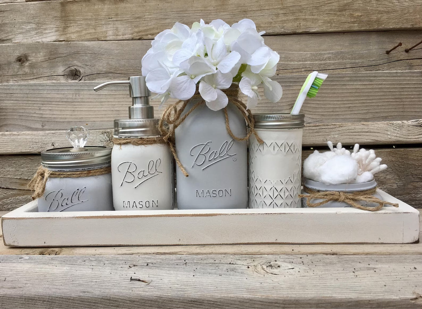 Mason Jar Bathroom White Farmhouse Bathroom Set