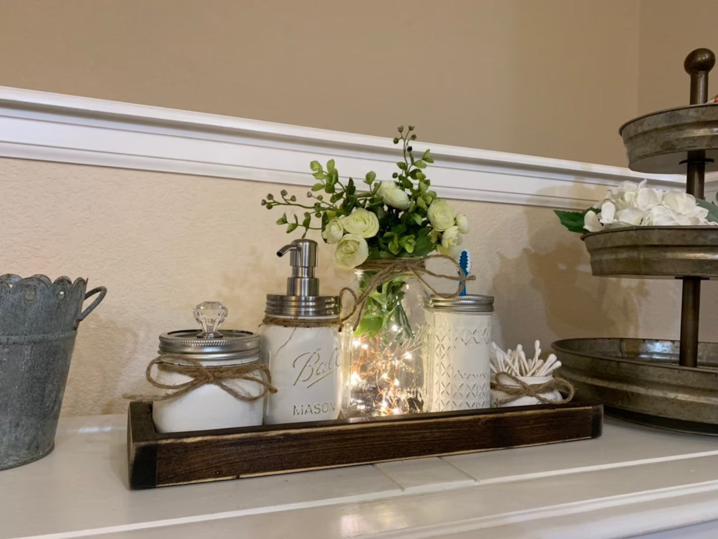 Mason Jar Bathroom White Farmhouse Bathroom Set