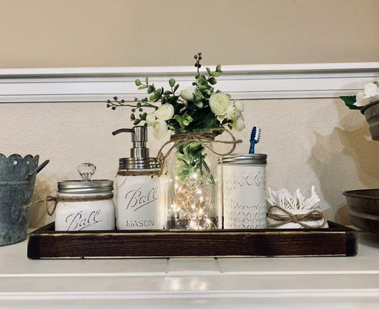 Mason Jar Bathroom White Farmhouse Bathroom Set