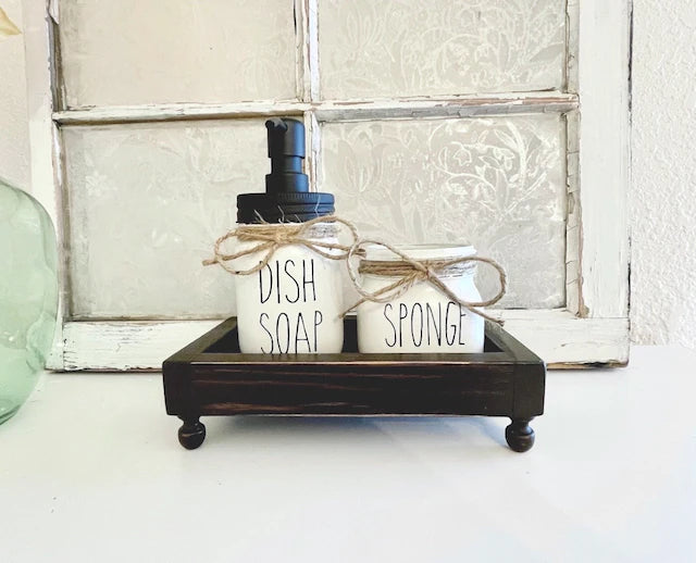 Farmhouse Riser Sink Tray with Sponge Holder Jar