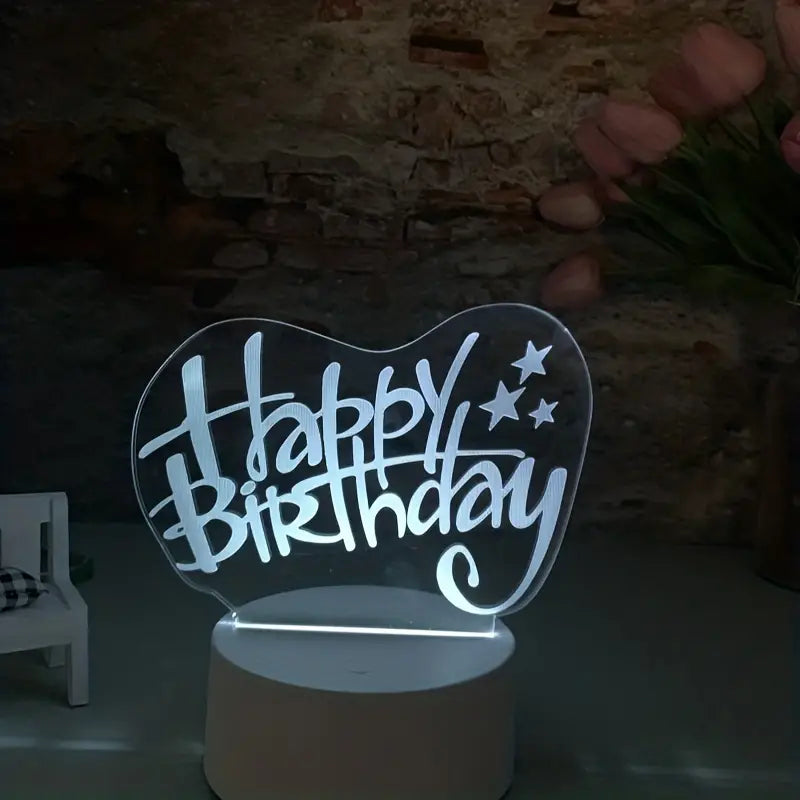 Happy Birthday 3D Acrylic USB Led Night Light