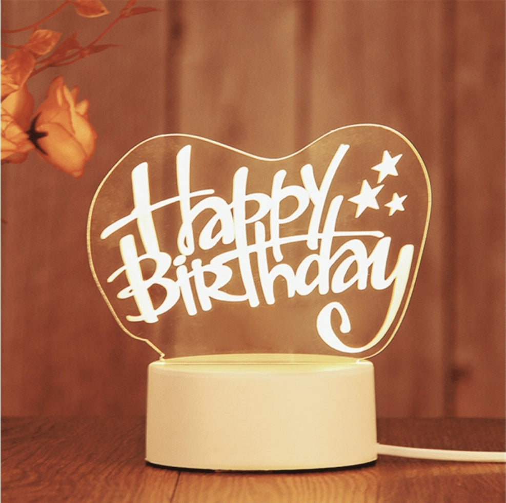 Happy Birthday 3D Acrylic USB Led Night Light