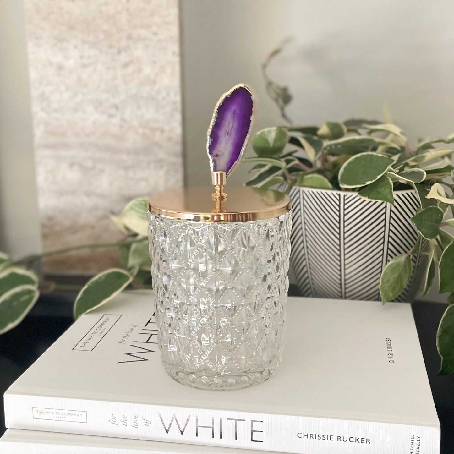 Purple Agate Lidded Glass Dish