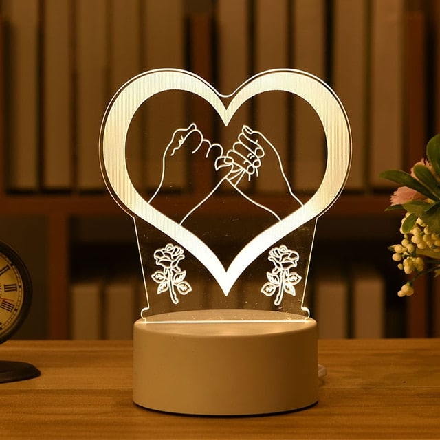 Pinky Promise Heart 3D Acrylic USB Led Night Light