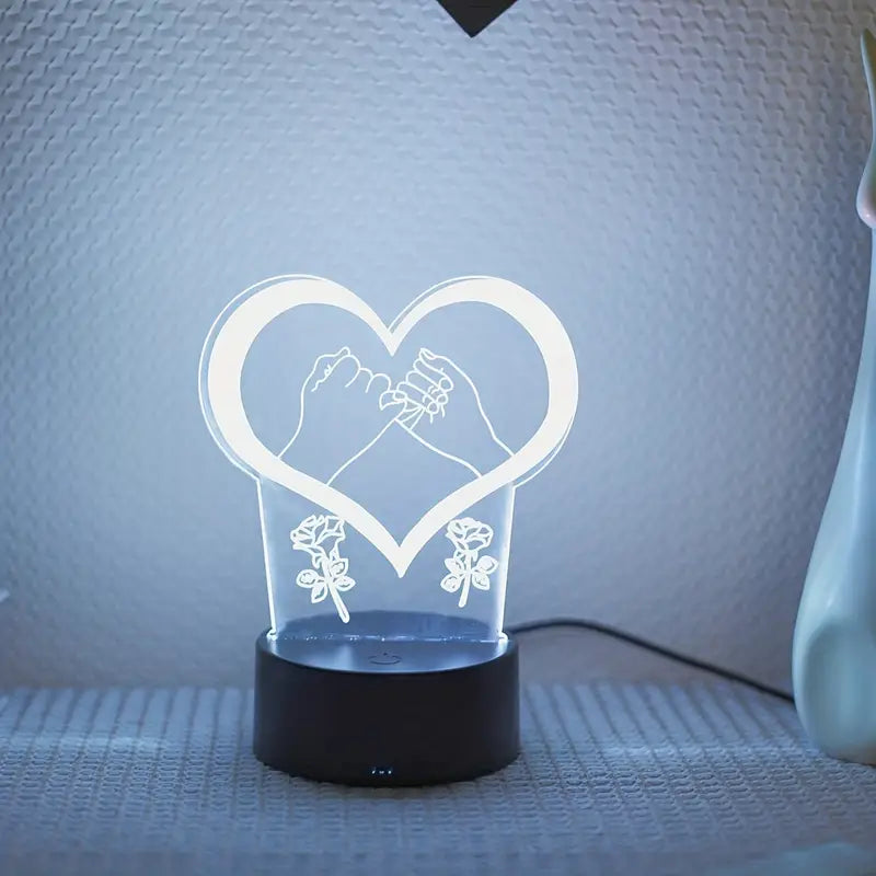 Pinky Promise Heart 3D Acrylic USB Led Night Light