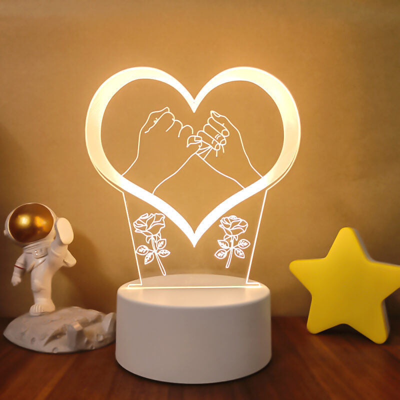 Pinky Promise Heart 3D Acrylic USB Led Night Light