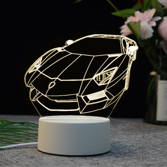 Super Car 3D Acrylic USB Led Night Light