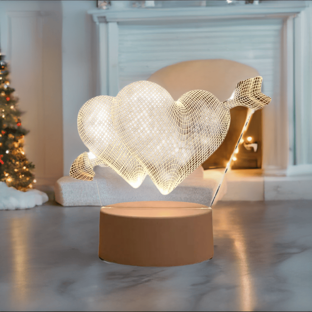 Arrow Hearts 3D Acrylic USB Led Night Light