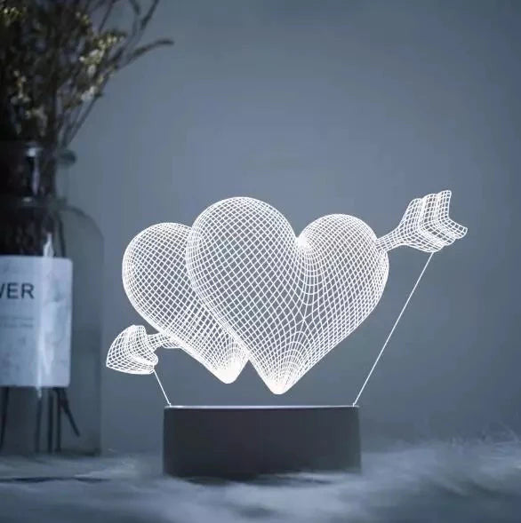 Arrow Hearts 3D Acrylic USB Led Night Light