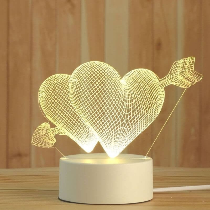 Arrow Hearts 3D Acrylic USB Led Night Light