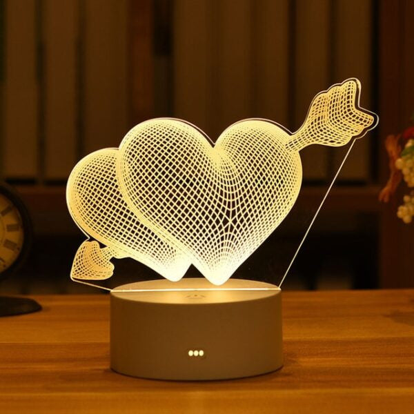 Arrow Hearts 3D Acrylic USB Led Night Light