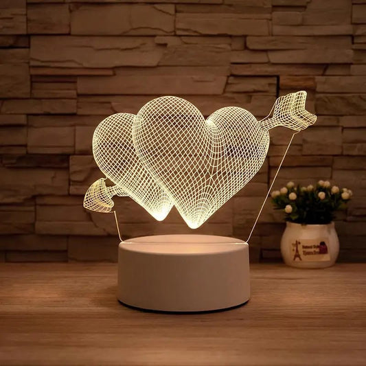 Arrow Hearts 3D Acrylic USB Led Night Light