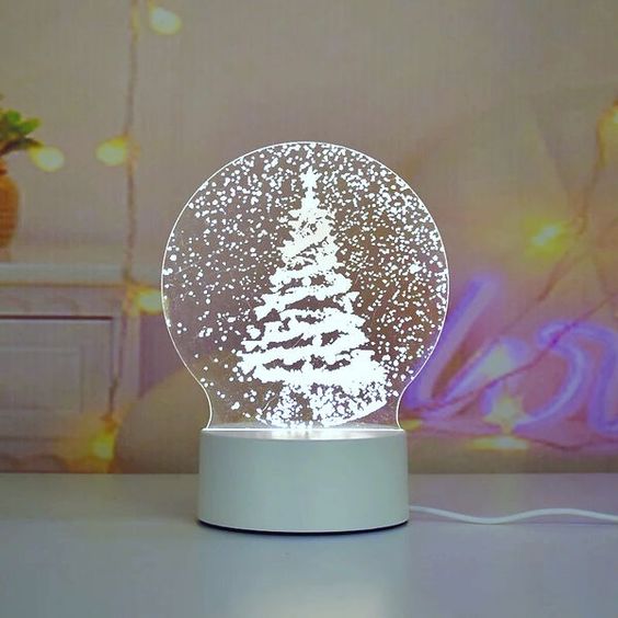 Snow Tree (Circular) 3D Acrylic USB Led Night Light