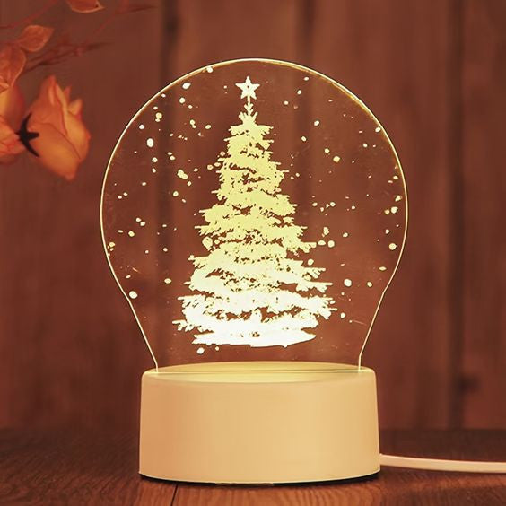 Snow Tree (Circular) 3D Acrylic USB Led Night Light