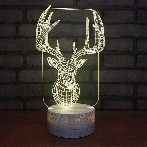 Deer Head 3D Acrylic USB Led Night