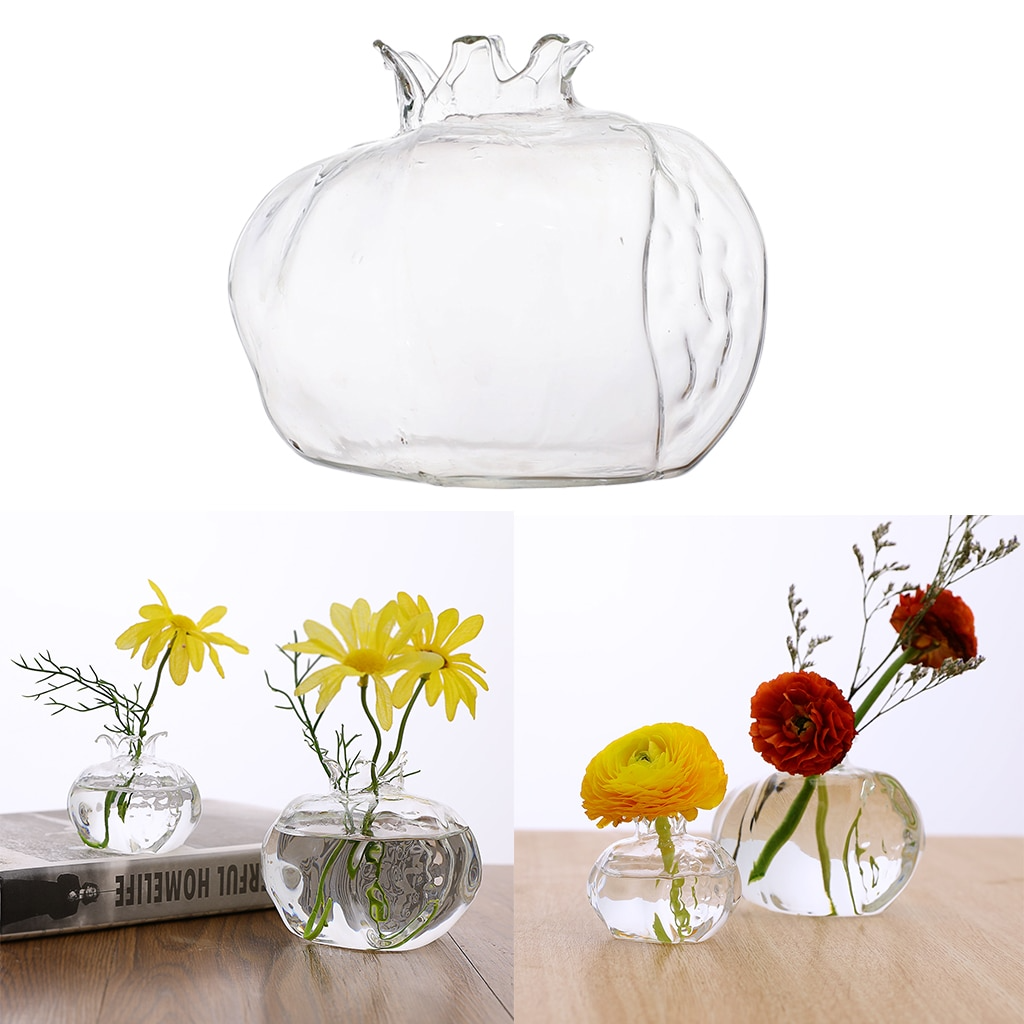 Pomegranate Hydroponic Clear Glass Flower Vase