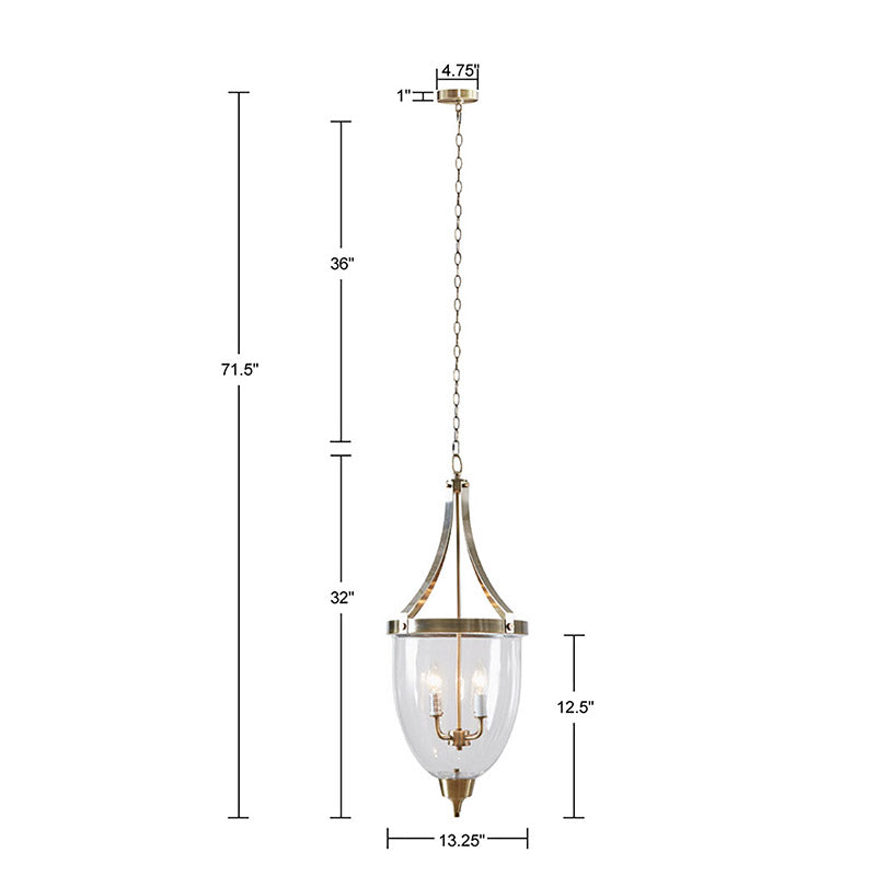 Camden 4-Light Glass Bowl Shaped Chandelier with Antique Brass Finish