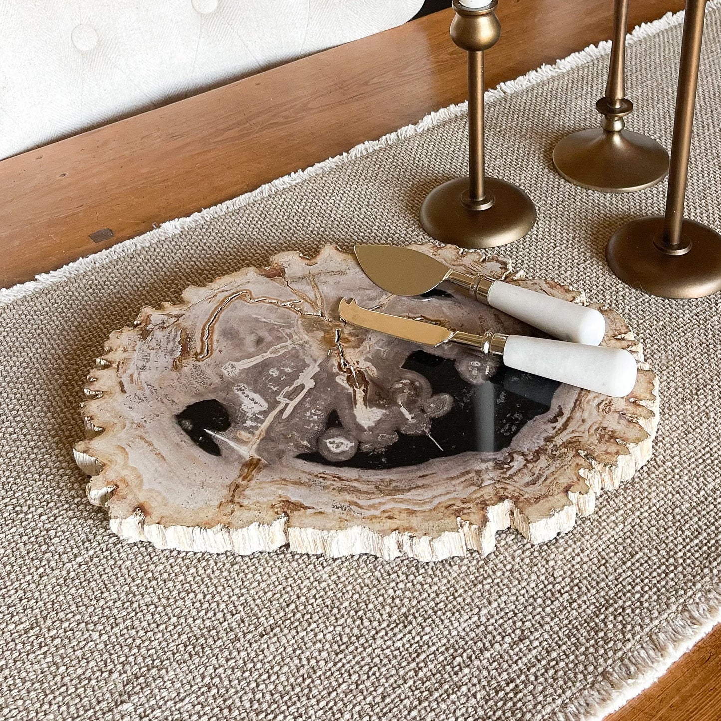 Natural Edge Petrified Wood Serving Board