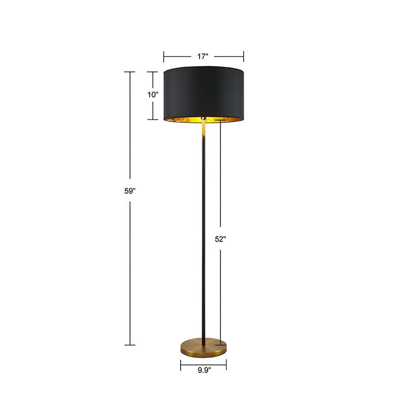 Black Polyester Fabric Lampshade Metal Floor Lamp