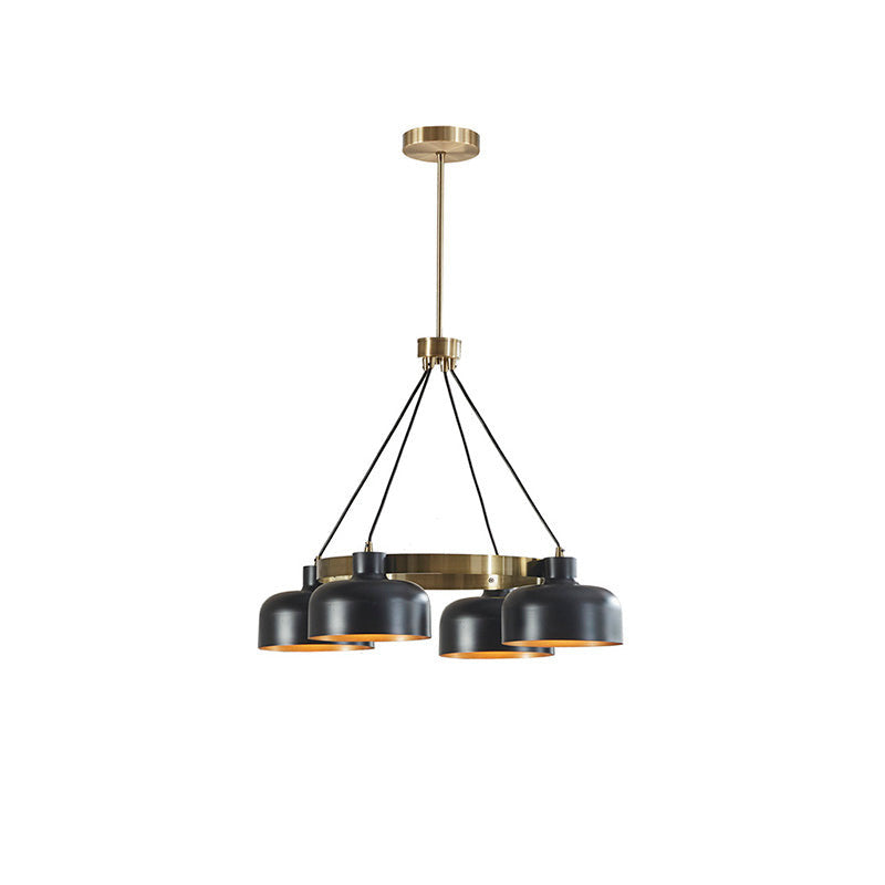 Abbott 4-Light Metal Shade Chandelier in Black & Gold