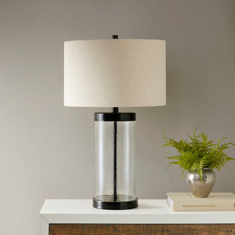 Modern Clear Glass Cylinder Table Lamp