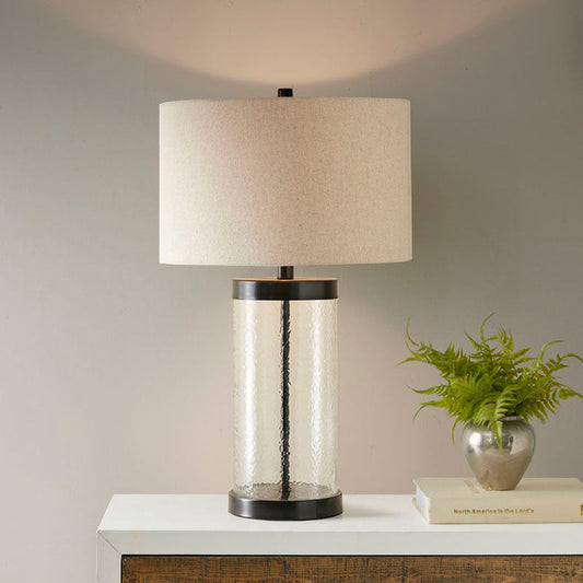 Modern Clear Glass Cylinder Table Lamp