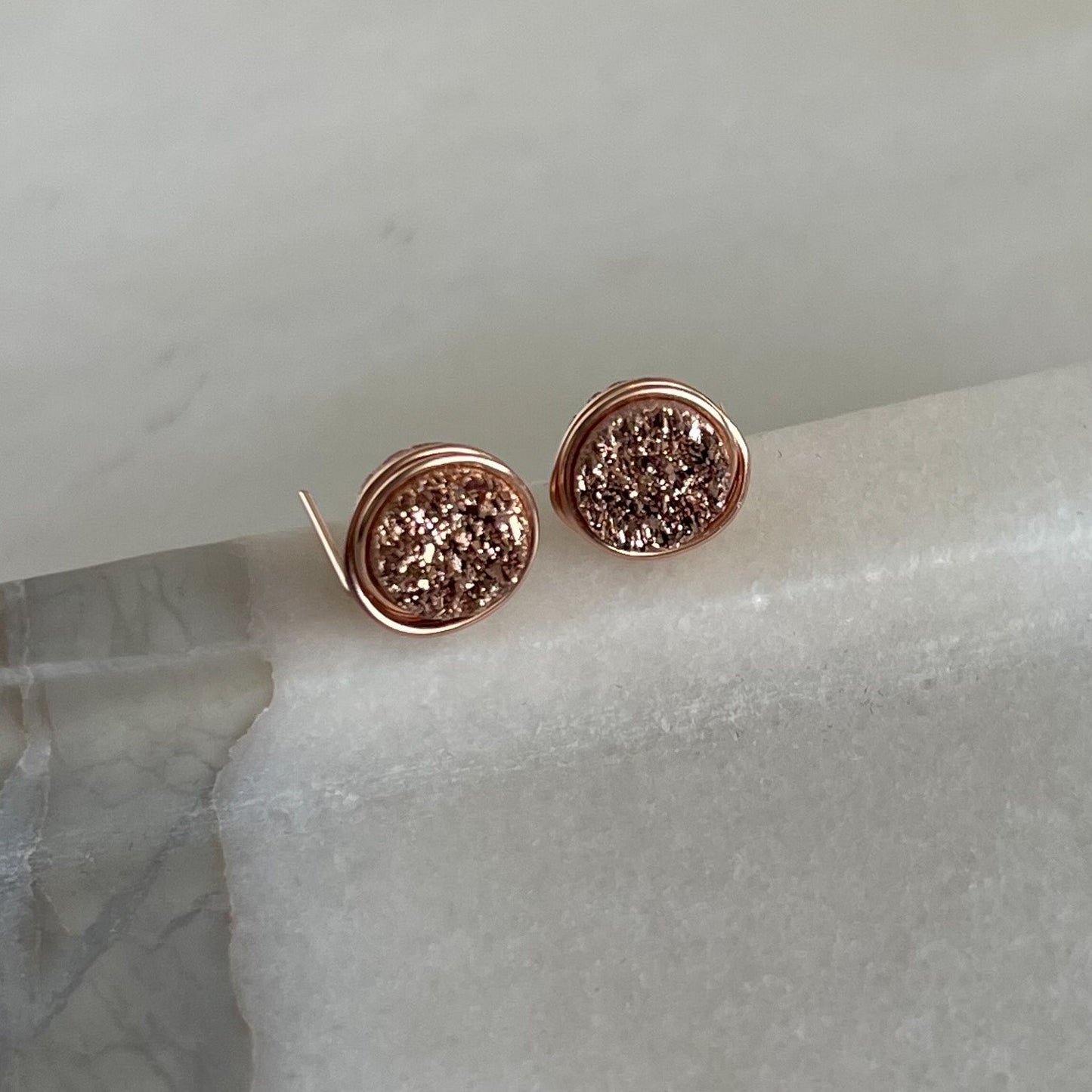 Gilded Rose Gold Petite Druzy Stud Earrings