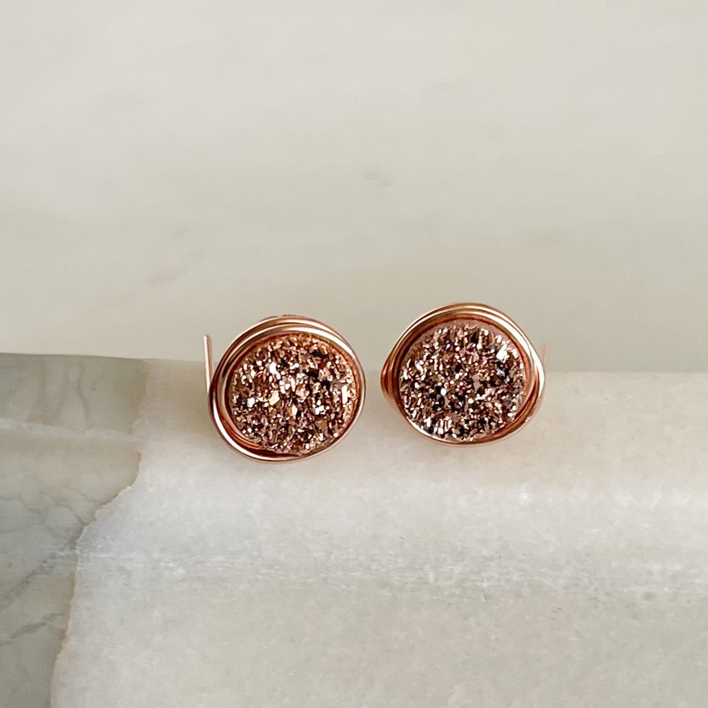 Gilded Rose Gold Petite Druzy Stud Earrings