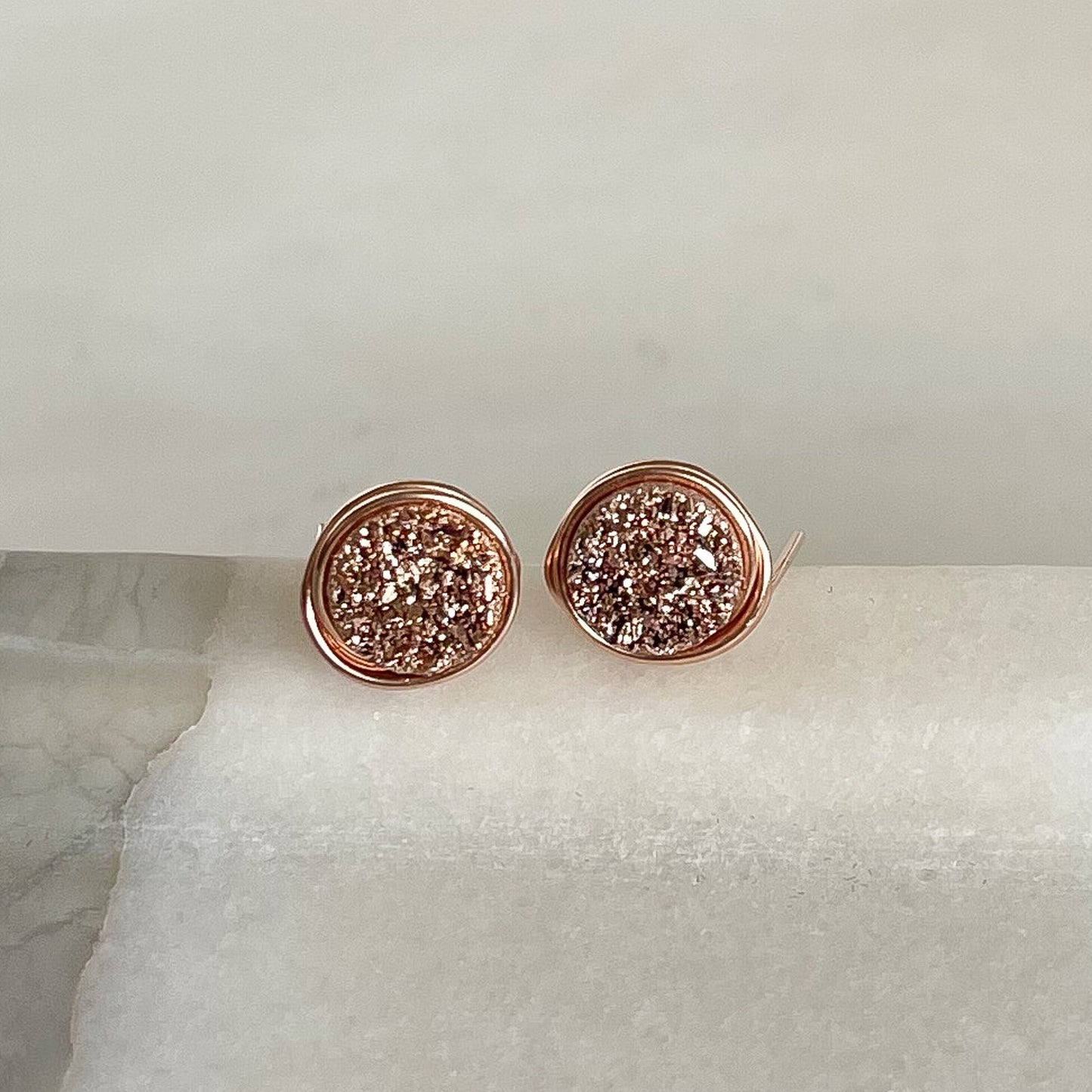 Gilded Rose Gold Petite Druzy Stud Earrings