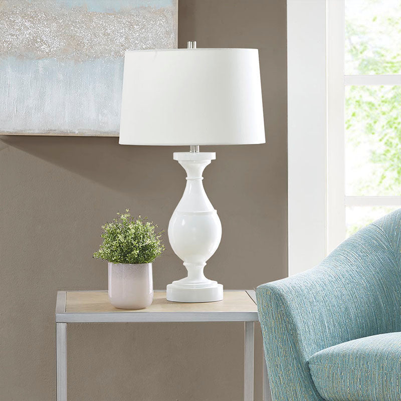 White Resin Polyester Table Lamp