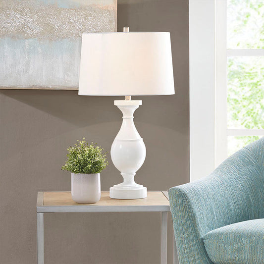 White Resin Polyester Table Lamp