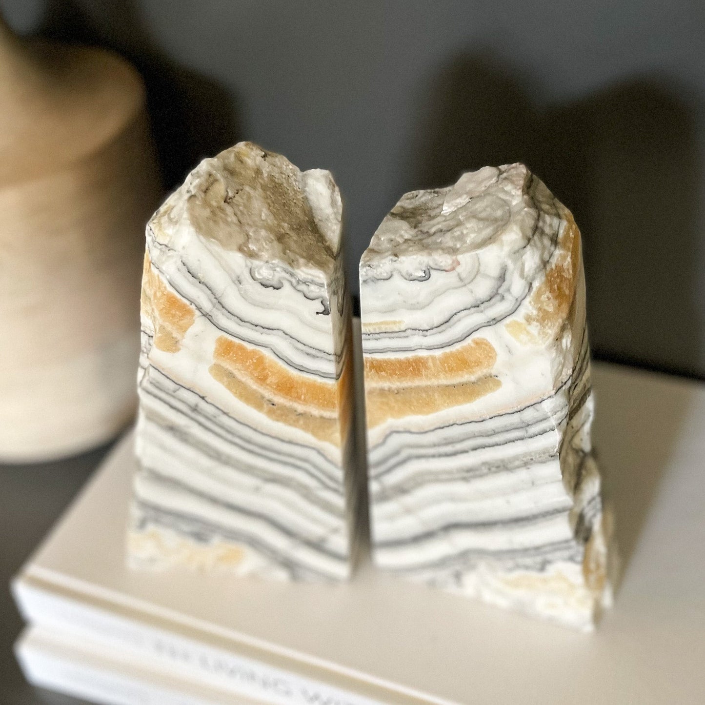 Zebra Calcite Bookend Pair