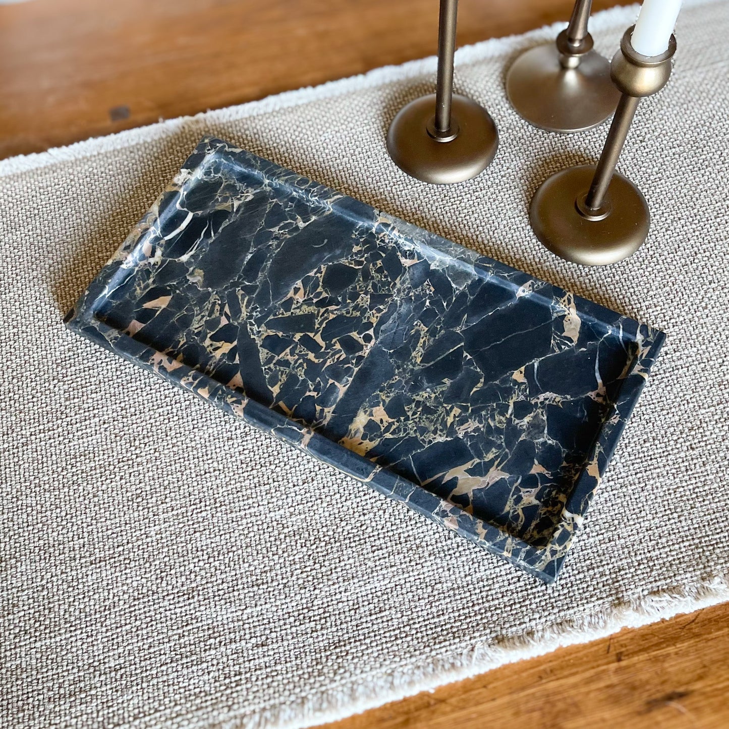 Large Portoro Gold Marble Tray